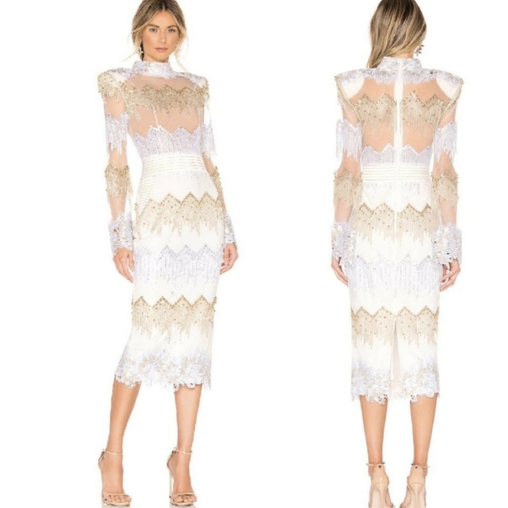 Zhivago Chrysler Dress in Moet White Gold Size 2